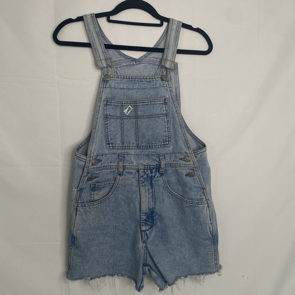 VTG GUESS By Georges‎ Marciano Overalls Distressed Denim Cut Shorts Womens S